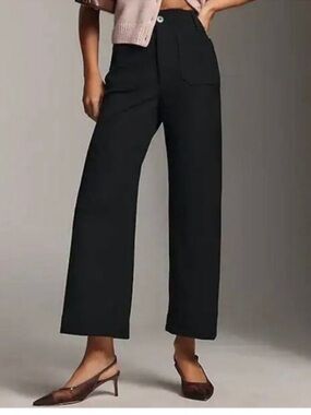 Maeve Colette Ponte Crop Wide-leg Pants in Black